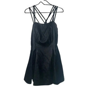 Vintage Rampage Dress Womens Sz 9 Black Mini Velvet 90s Y2K Strappy USA Prom